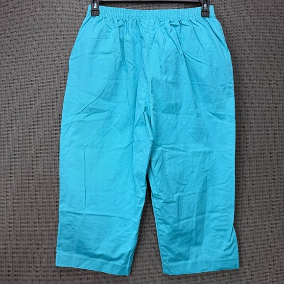 Alfred Dunner Womens Size 16 Turquoise Pull-On Capri Pants Elastic waistband - Picture 2 of 9